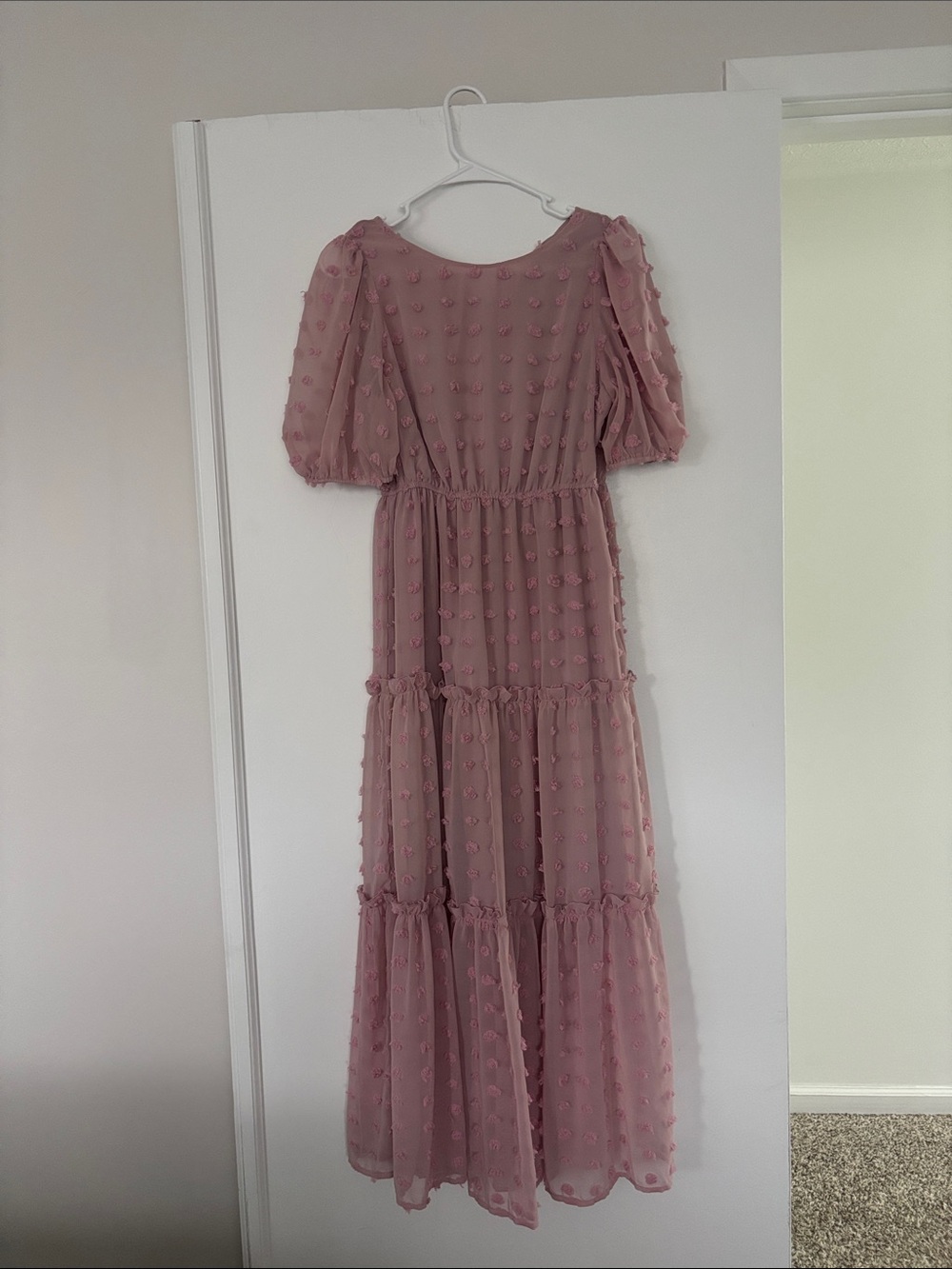 Women's Dusty Rose Textured Tiered Maxi Dress
